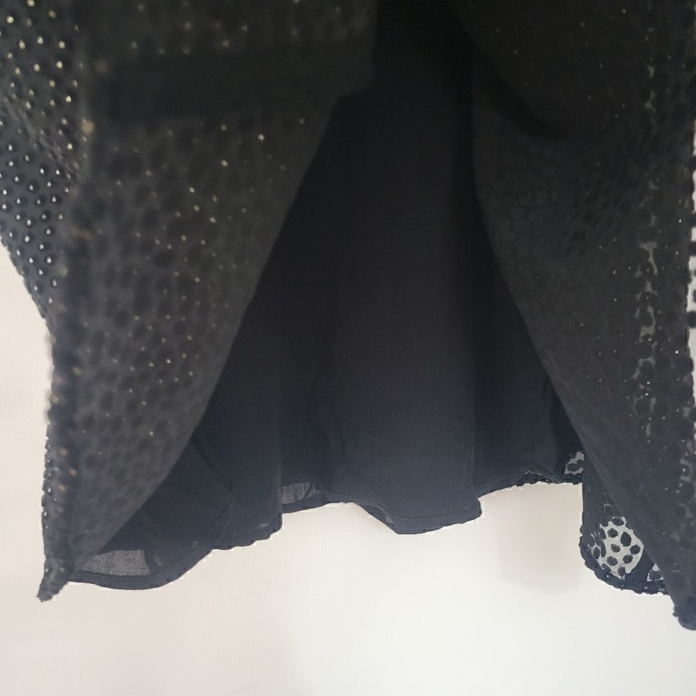 Zara Trafaluc Dobby Black and Gold Dots Halter Keyhole Back Dress - Picture 8 of 15